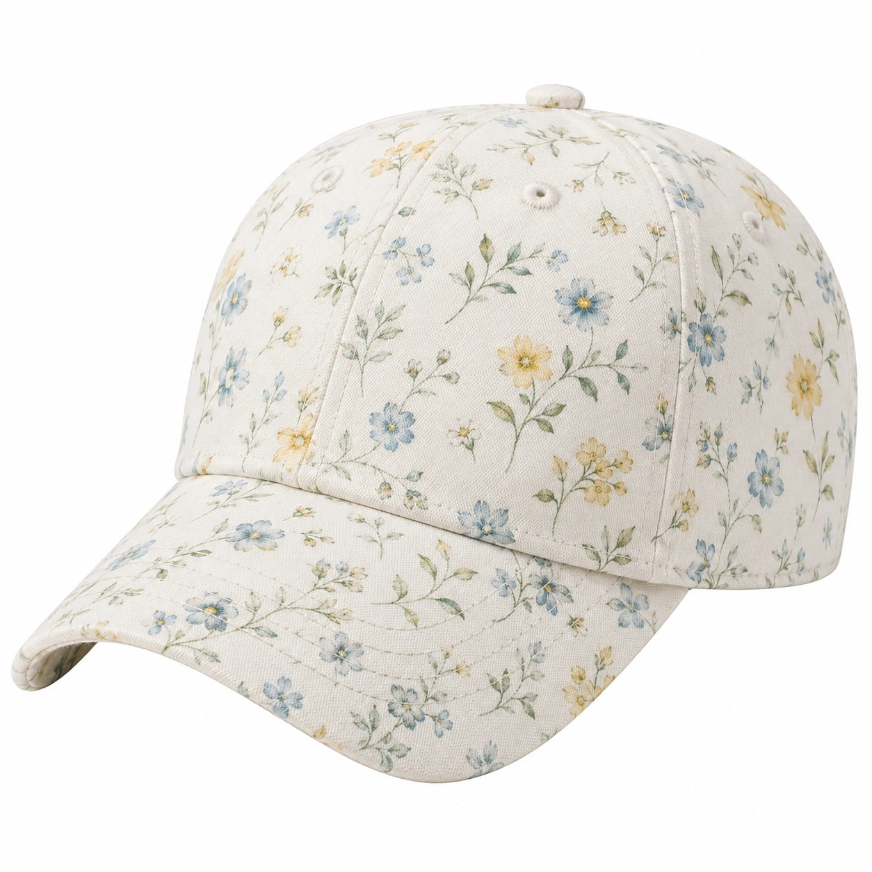 Verstellbare Basecap mit Blumenmuster Unisex Beige/Blau/Gelb