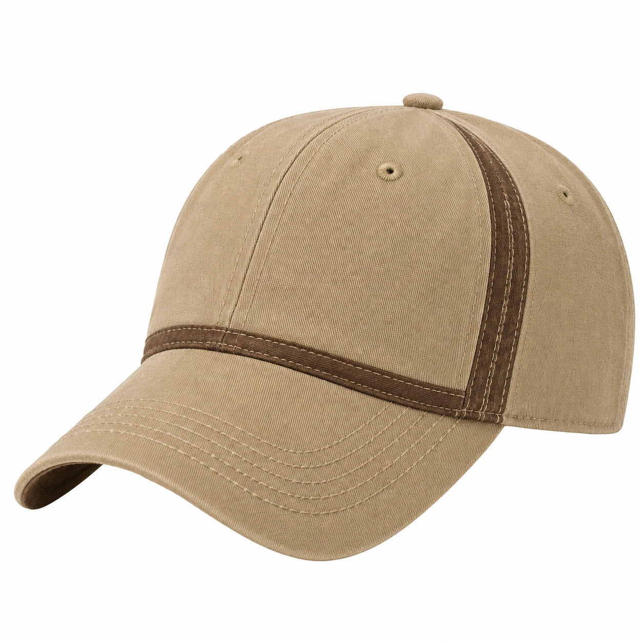 Verstellbare Basecap in Beige mit Kontrastnähten