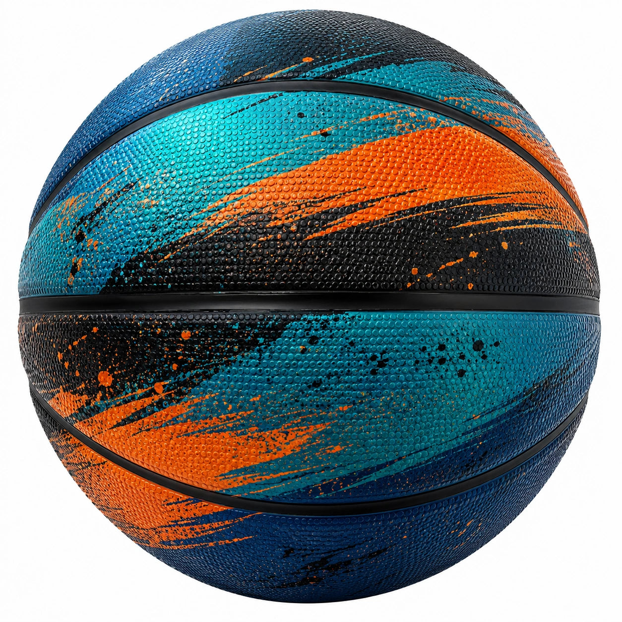 Basketball Größe 7 für Outdoor und Indoor in Blau, Orange und Schwarz