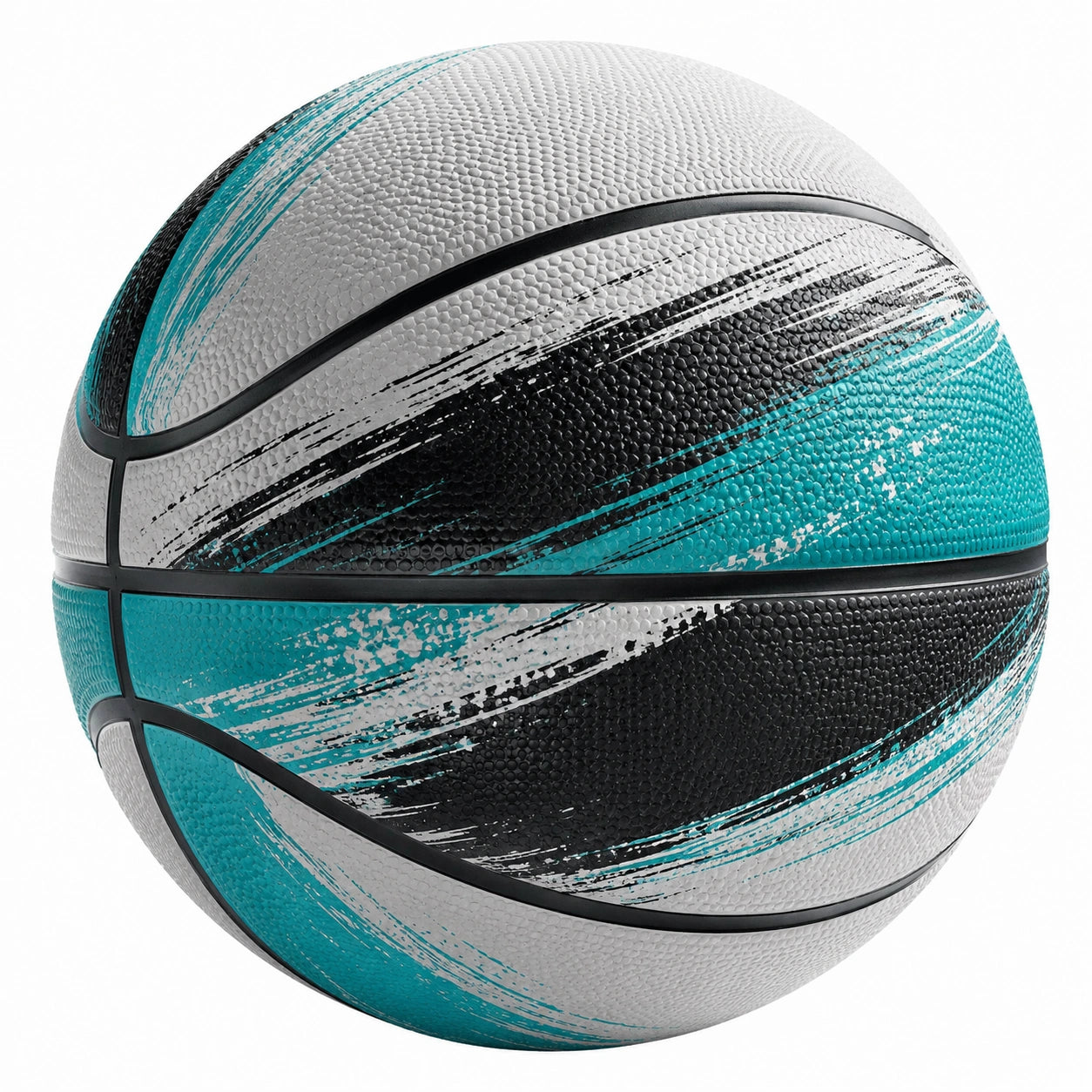Basketball für Outdoor- und Indoorsport, Schwarz/Weiß/Türkis, Größe 7