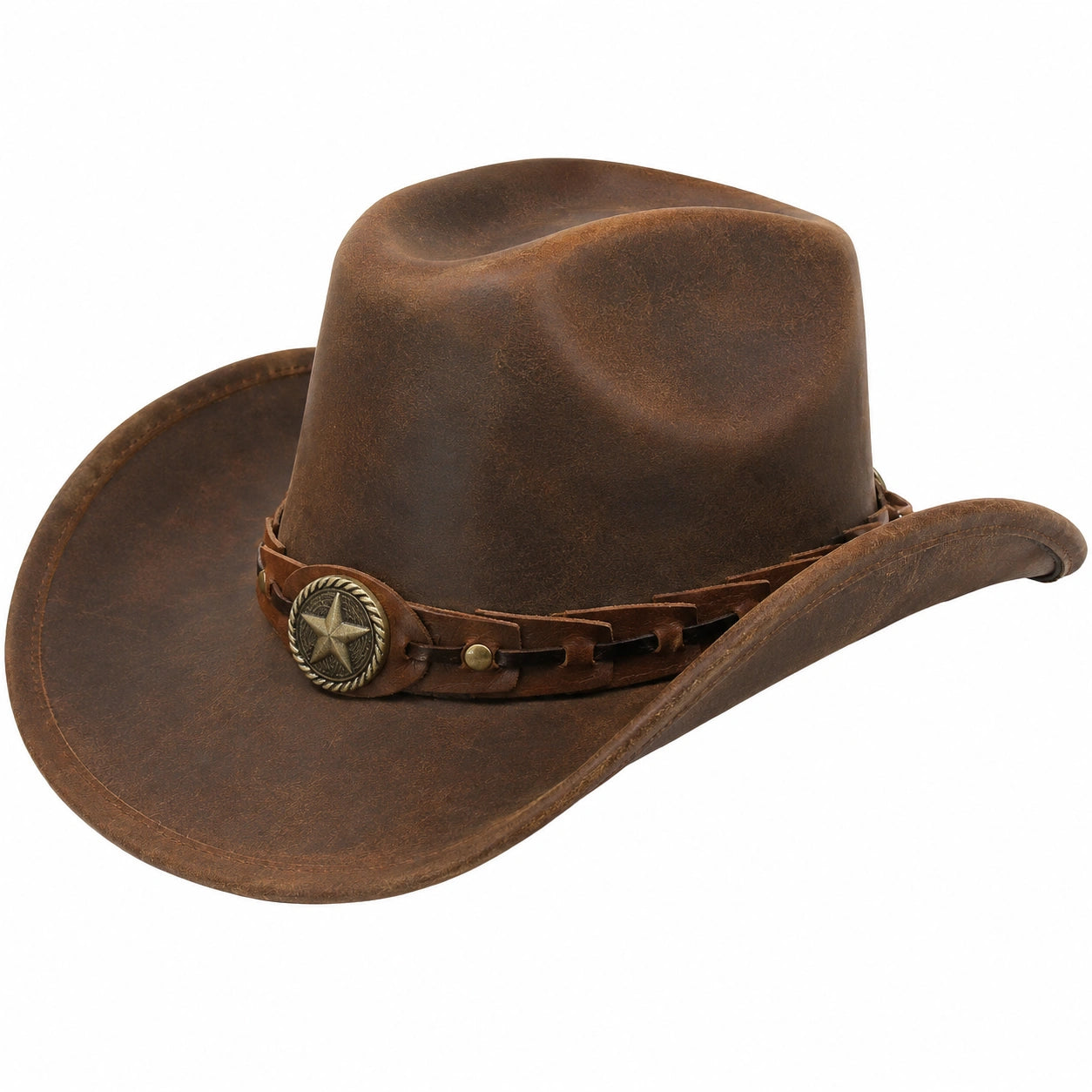 Klassischer Western-Cowboyhut mit Sternemblem, Braun