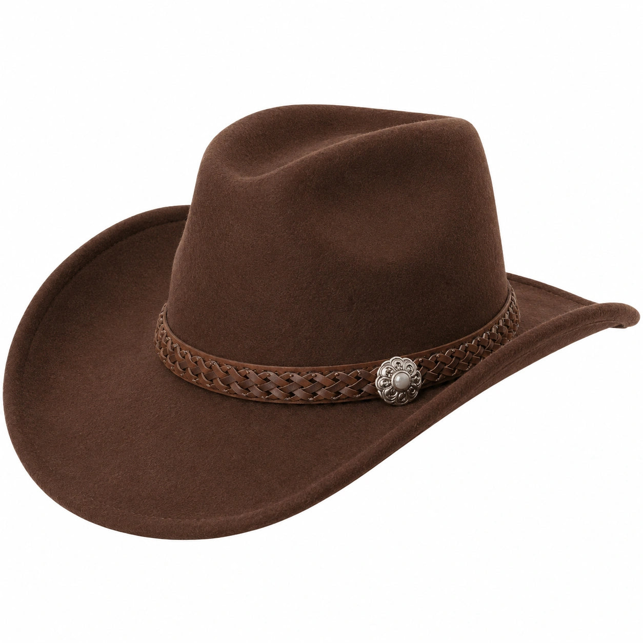 Brauner Westernhut mit Flechtband