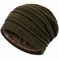 Winter Strickmütze mit Fleecefutter in Khaki