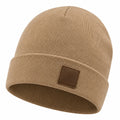 Unisex Strickmütze Beige mit Patch
