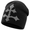 Unisex Beanie mit Kreuzmuster in Schwarz und Grau